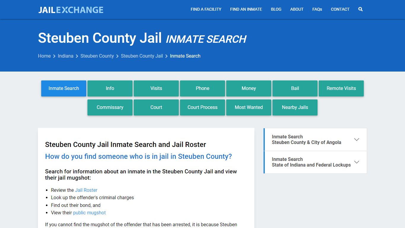 Inmate Search: Roster & Mugshots - Steuben County Jail, IN